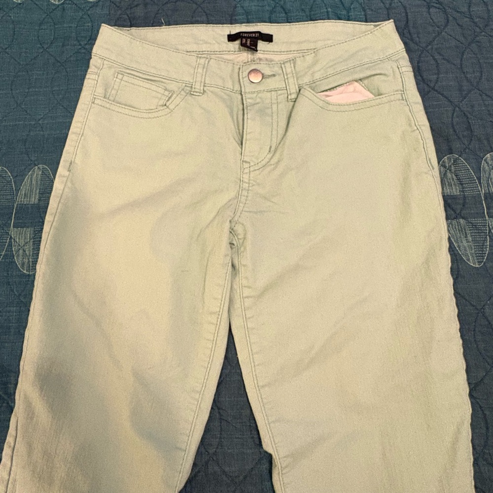 Forever 21 Green Straight Leg Jeans